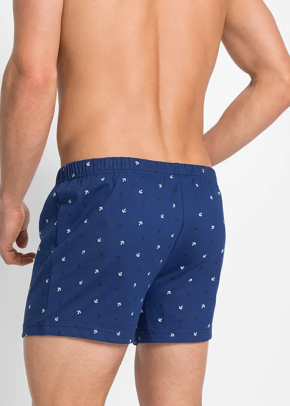 Lockere Jersey Boxershorts mit Bio-Baumwolle (3er Pack) in blau von hinten - bonprix