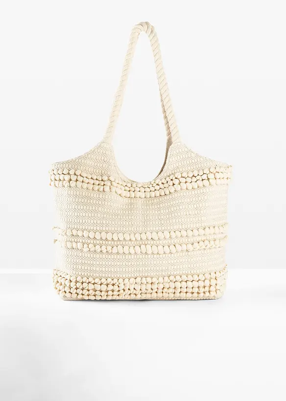 Baumwollshopper in Strukturierter Optik in beige von vorne - bonprix
