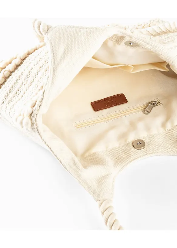 Baumwollshopper in Strukturierter Optik in beige geöffnet - bonprix