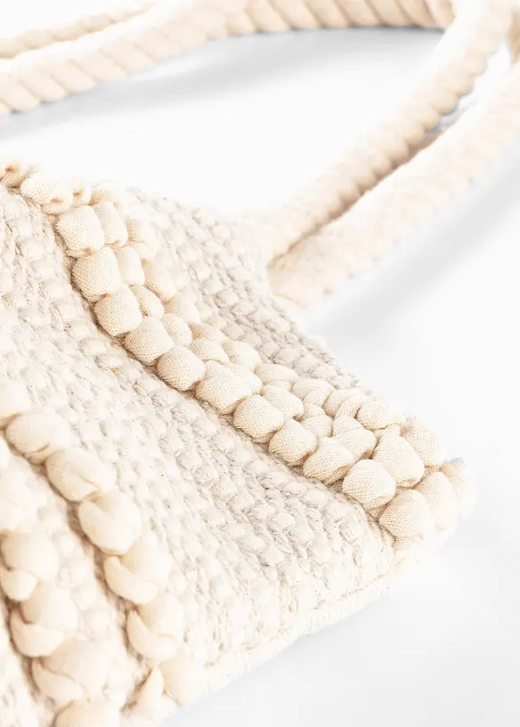 Baumwollshopper in Strukturierter Optik in beige von hinten - bonprix