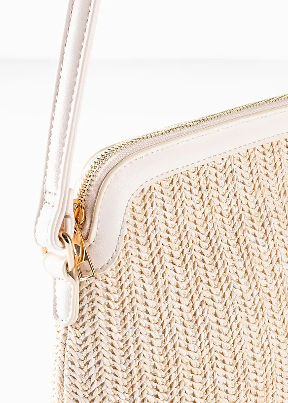 Umhängetasche in Strohoptik in beige von hinten - bonprix