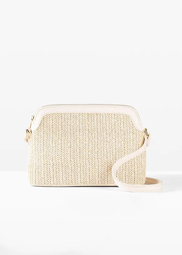 Umhängetasche in Strohoptik in beige von vorne - bonprix