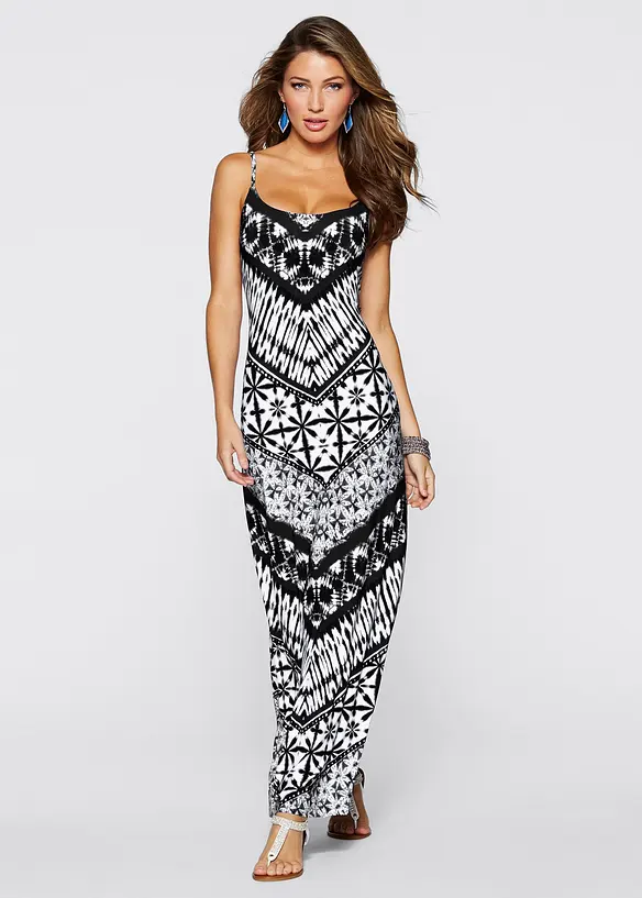 Maxikleid mit Trägern in schwarz von vorne (Totalaufnahme) - bonprix