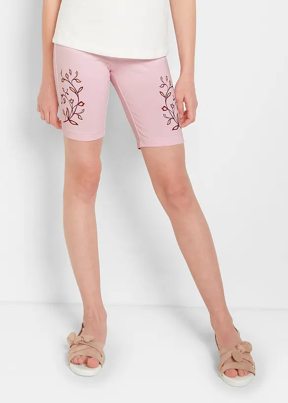 Radlerhose mit Bio-Baumnwolle (2er Pack) in rosa von vorne - bonprix