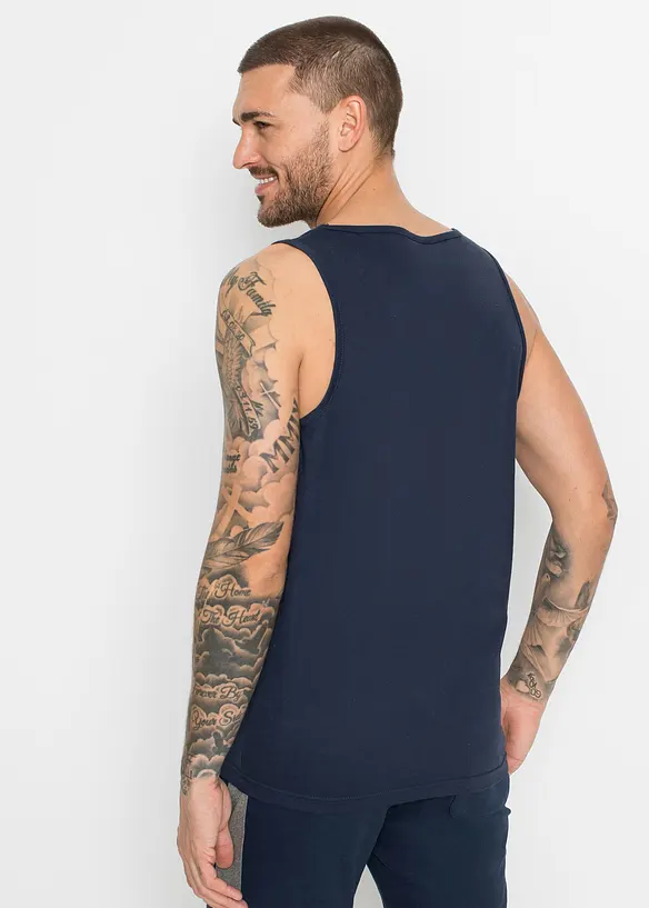 Tanktop in Regular Fit (3er Pack) in petrol von hinten (im Anschnitt) - bonprix