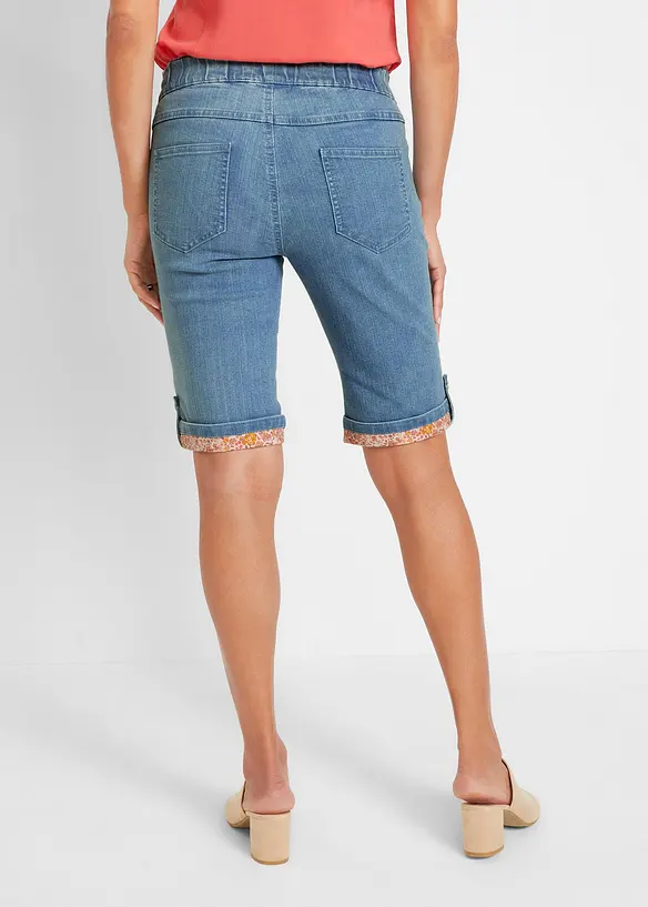 Jeans-Bermuda mit farbigem Aufschlag aus Baumwoll-Mix in blau von hinten - bonprix Jeans-Bermuda mit farbigem Aufschlag aus Baumwoll-Mix in blau von hinten - bonprix