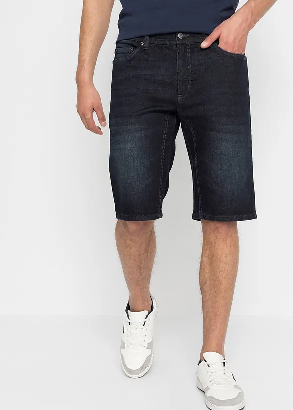 Stretch-Jeans-Bermuda mit verstärktem Schritt in Regular-Fit in blau von vorne - bonprix