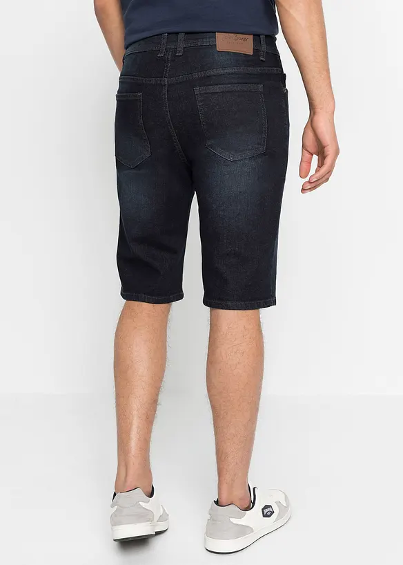 Stretch-Jeans-Bermuda mit verstärktem Schritt in Regular-Fit in blau von hinten - bonprix