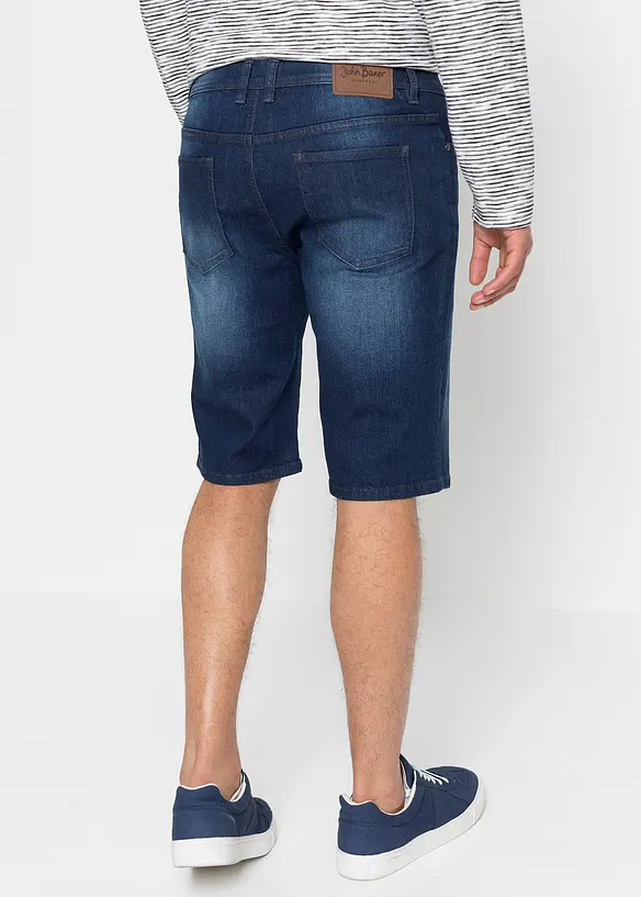 Stretch-Jeans-Bermuda mit verstärktem Schritt in Regular-Fit in blau von hinten - bonprix