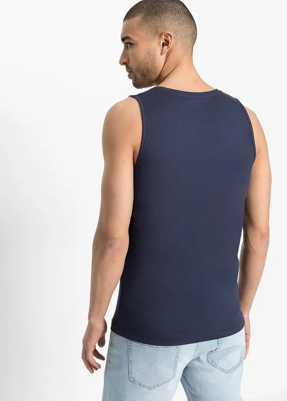 Tanktop in Slim Fit (2er Pack) in blau von hinten (im Anschnitt) - bonprix