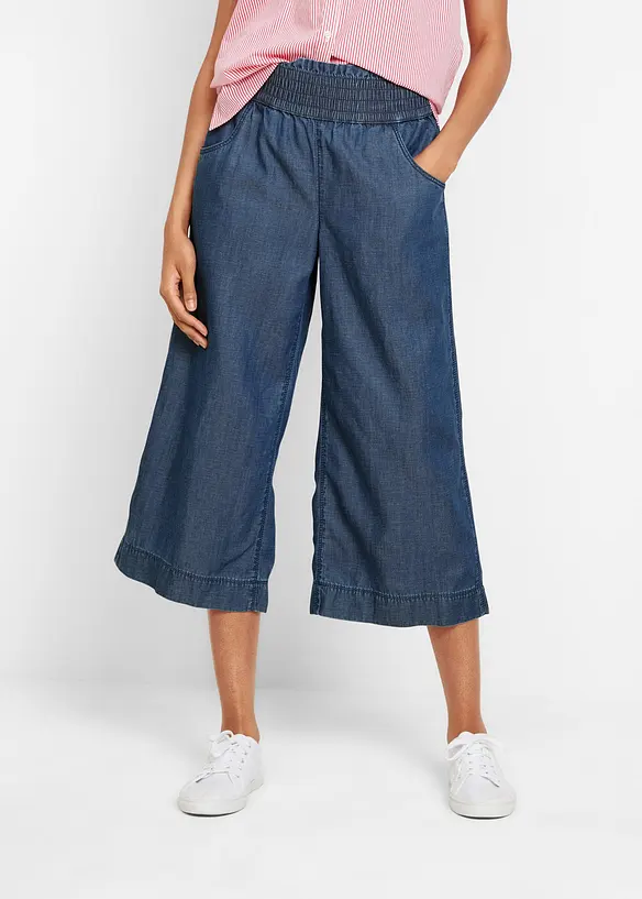 Culotte aus Lyocell in blau von vorne - bonprix