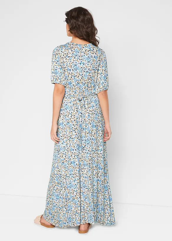 Maxi-Umstands- und Stillkleid aus Jersey in blau von hinten (Totalaufnahme) - bonprix