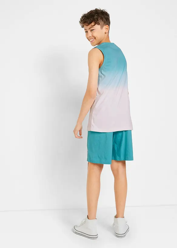 Tanktop und Jersey-Bermuda (2-tlg.Set) in blau von hinten (Totalaufnahme) - bonprix