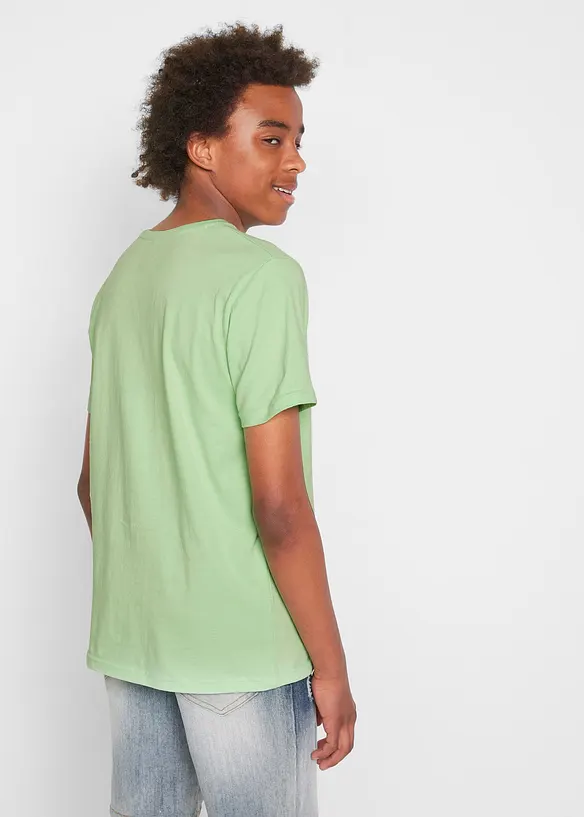 T-Shirt (3er Pack) aus reiner Baumwolle in blau von hinten (im Anschnitt) - bonprix