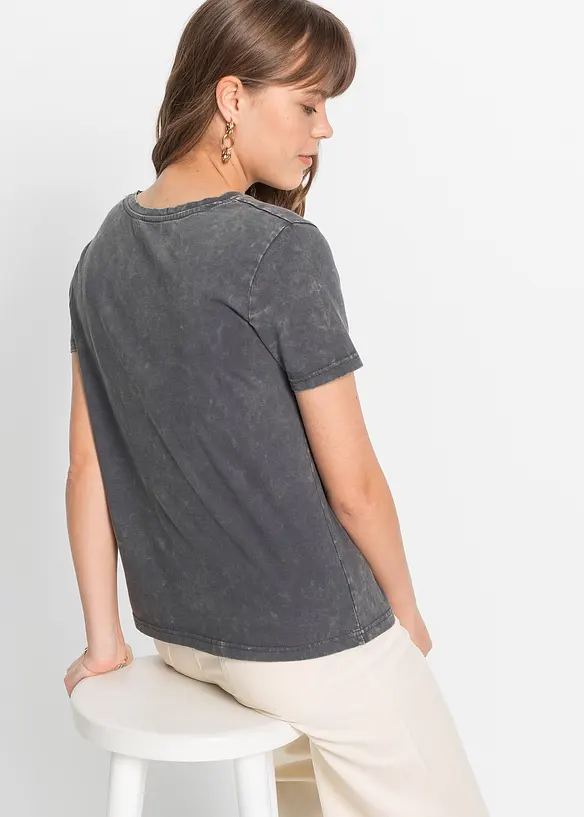 T-Shirt aus reiner Bio-Baumwolle in grau von hinten (im Anschnitt) - bonprix