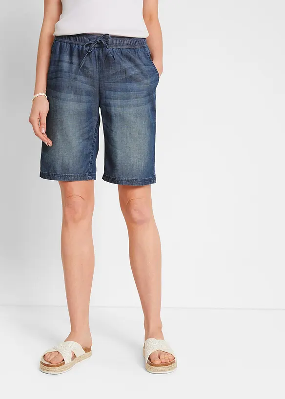Leichte Denim-Hose mit Leinen in blau von vorne - bonprix