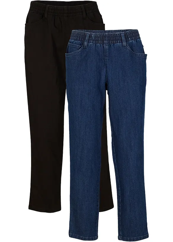 Straight Jeans, Mid Waist, Bequembund, (2er-Pack) in blau von vorne - bonprix