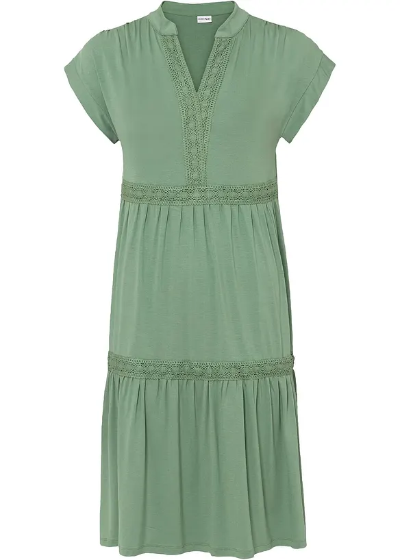 Tunika-Kleid aus softem Viskose-Mix in grün von vorne - bonprix