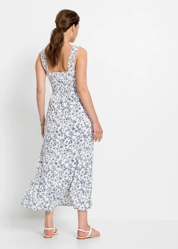 Trägerkleid aus Viskose-Mix in weiß von hinten (Totalaufnahme) - bonprix