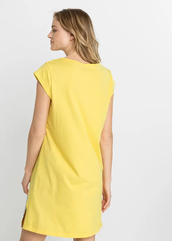 Kurzes Nachthemd aus reiner Bio-Baumwolle in gelb von hinten (Totalaufnahme) - bonprix
