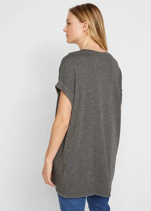Longshirt aus reiner Bio-Baumwolle (2er Pack) in grau von hinten (im Anschnitt) - bonprix
