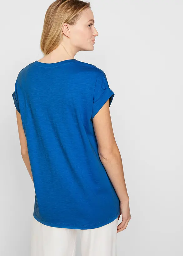 Longshirt aus reiner Bio-Baumwolle (2er Pack) in blau von hinten (im Anschnitt) - bonprix