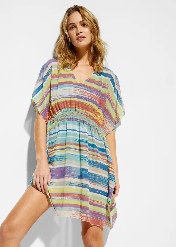 Strandtunika aus leichtem Chiffon in bunt von vorne (Totalaufnahme) - bonprix