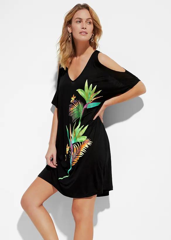 Strandkleid in schwarz von vorne (Totalaufnahme) - bonprix