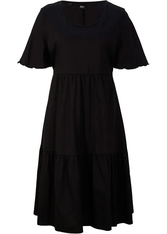 Jerseykleid aus reiner Baumwolle in schwarz von vorne - bonprix