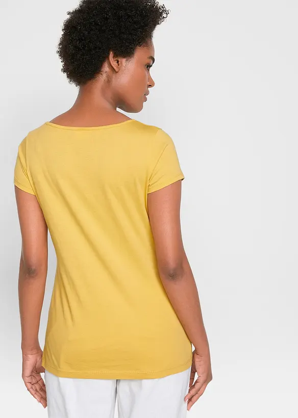 Baumwoll-T-Shirt mit Druck in gelb von hinten (im Anschnitt) - bonprix