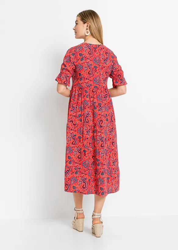Midikleid aus reiner Viskose in rot von hinten (Totalaufnahme) - bonprix Midikleid aus reiner Viskose in rot von hinten (Totalaufnahme) - bonprix