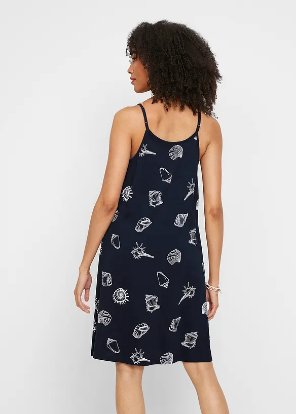 Hänger-Jerseykleid aus Bio-Baumwolle in blau von hinten (Totalaufnahme) - bonprix
