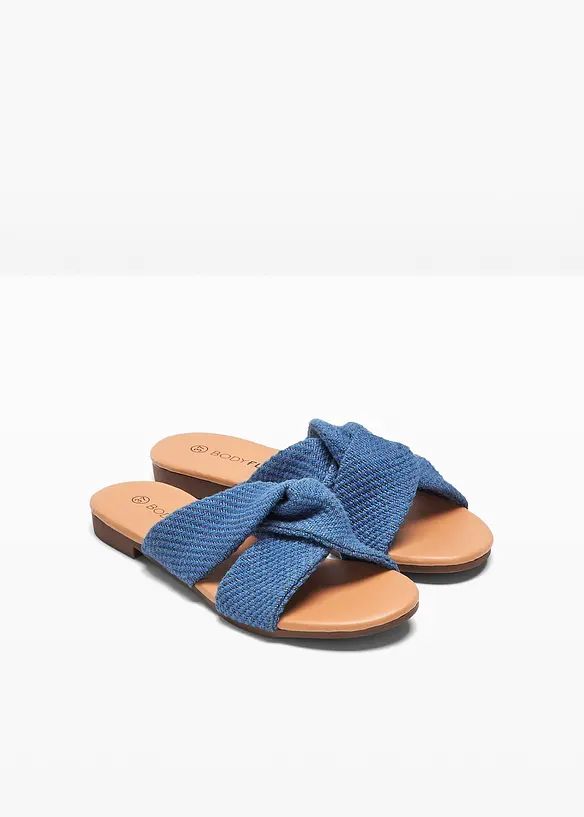 Pantoletten mit Knoten in blau - bonprix