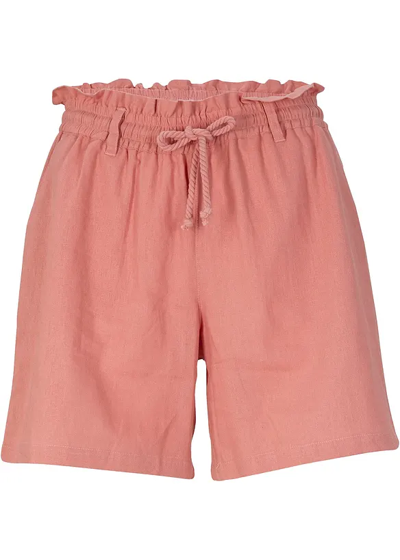 Leinen-Paperbag-Shorts in rosa von vorne - bonprix Leinen-Paperbag-Shorts in rosa von vorne - bonprix