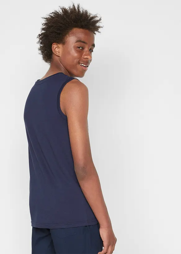 Tanktop (2er Pack) aus reiner Bio-Baumwolle in blau von hinten (im Anschnitt) - bonprix