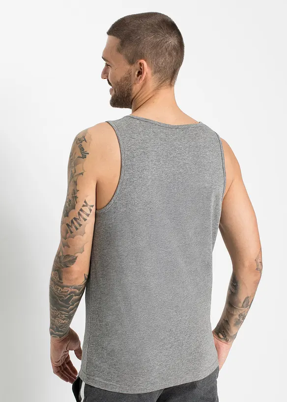 Tanktop in Regular Fit (3er Pack) in grau von hinten (im Anschnitt) - bonprix