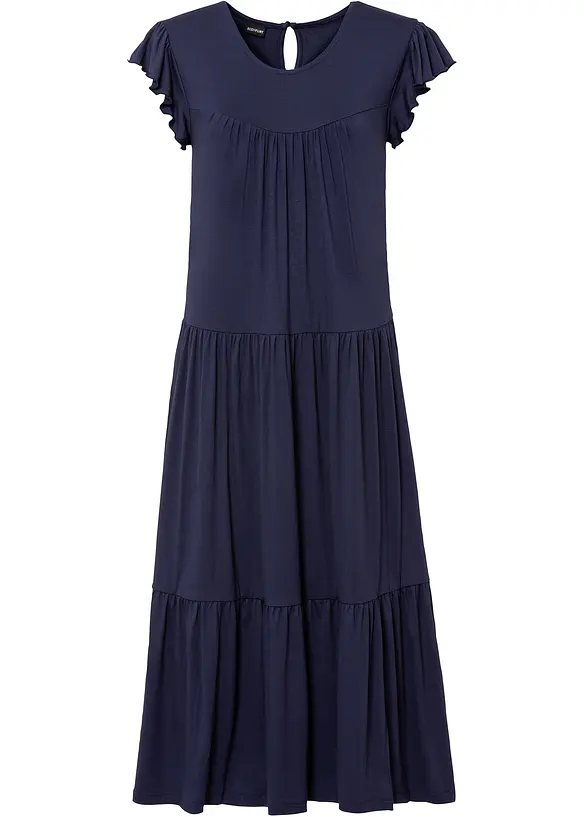 Midikleid aus Viskose-Mix in blau von vorne - bonprix