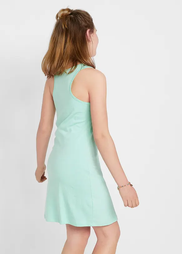 Jerseykleid aus reiner Bio-Baumwolle (2er Pack) in blau von hinten (Totalaufnahme) - bonprix