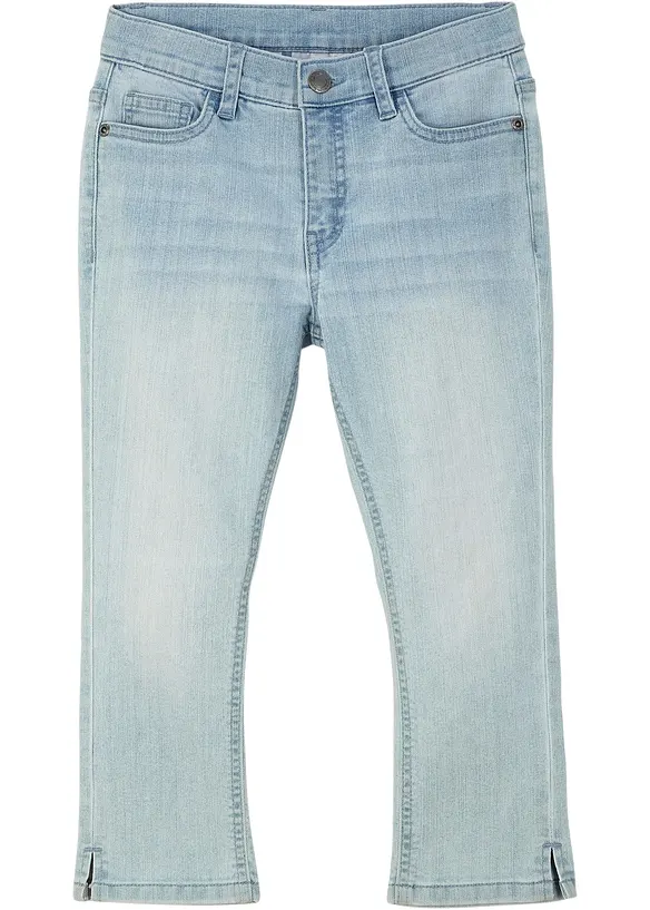 Capri-Jeans Mid Waist in blau von vorne - bonprix