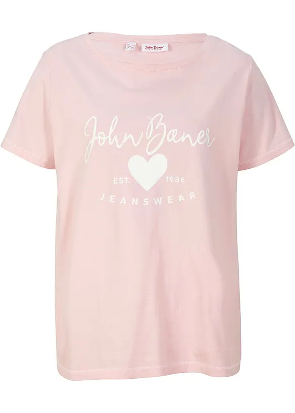 T-Shirt in rosa von vorne - John Baner JEANSWEAR