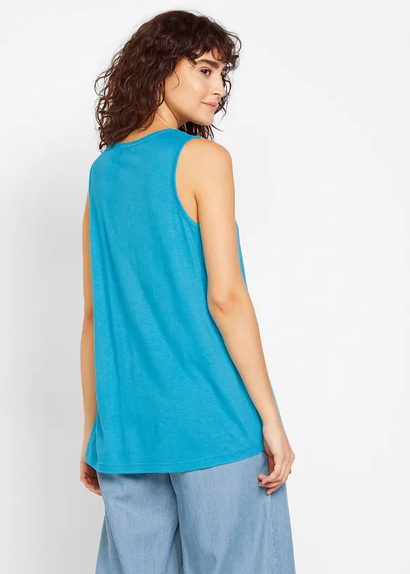 Long-Top aus softem Viskose-Mix in blau von hinten (im Anschnitt) - bonprix