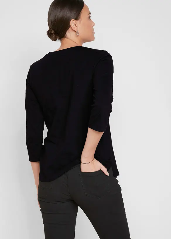 Shirt mit 3/4 Ärmel in schwarz von hinten (im Anschnitt) - bonprix