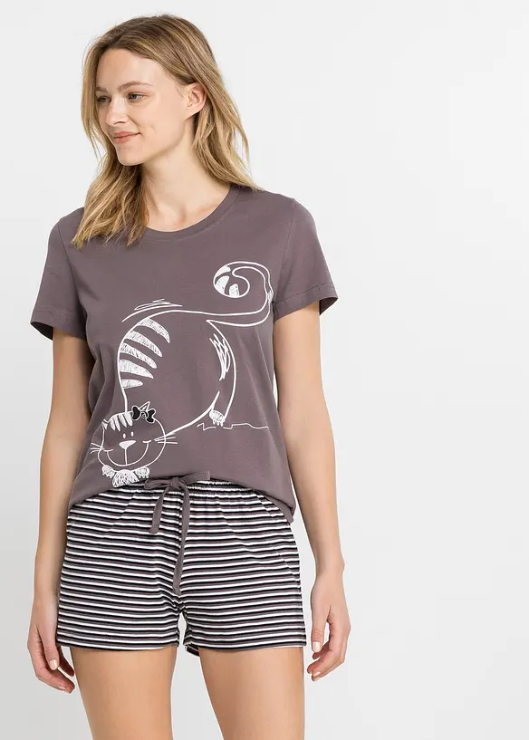 Shorty mit Haargummi in lila von vorne (Totalaufnahme) - bonprix