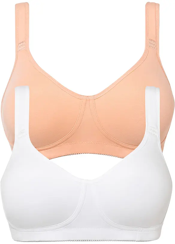 T-Shirt-BH ohne Bügel mit Baumwolle (2er Pack) in orange von vorne - bonprix