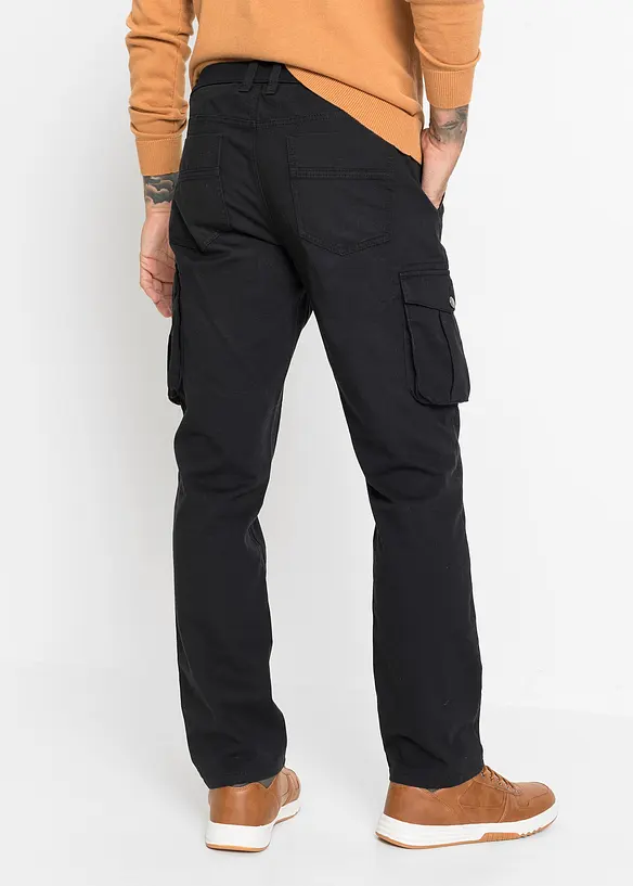 Regular Fit Cargohose mit Dehnbund, Straight in schwarz von hinten - bonprix