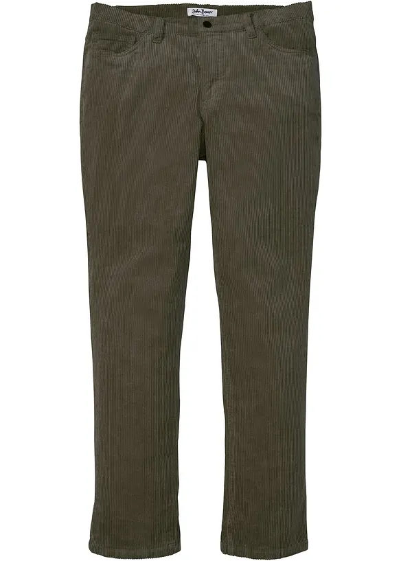 Regular Fit Stretch-Cordhose mit Komfortschnitt in grün von vorne - bonprix