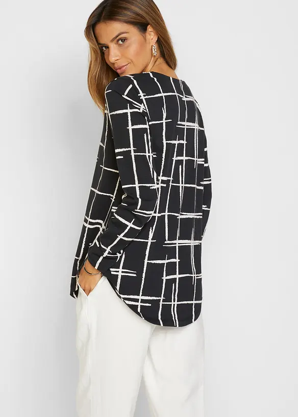 Longshirt in schwarz von hinten (im Anschnitt) - bonprix