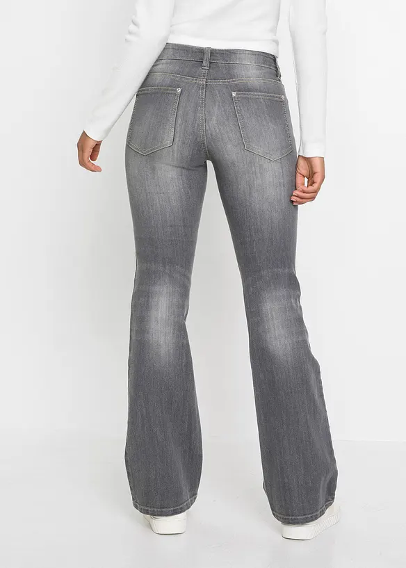 Flared-Jeans Mid Waist in grau von hinten - bonprix