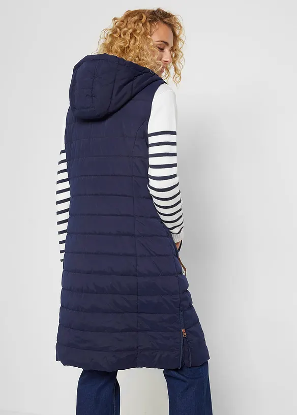 Longsteppweste in blau von hinten (im Anschnitt) - bonprix