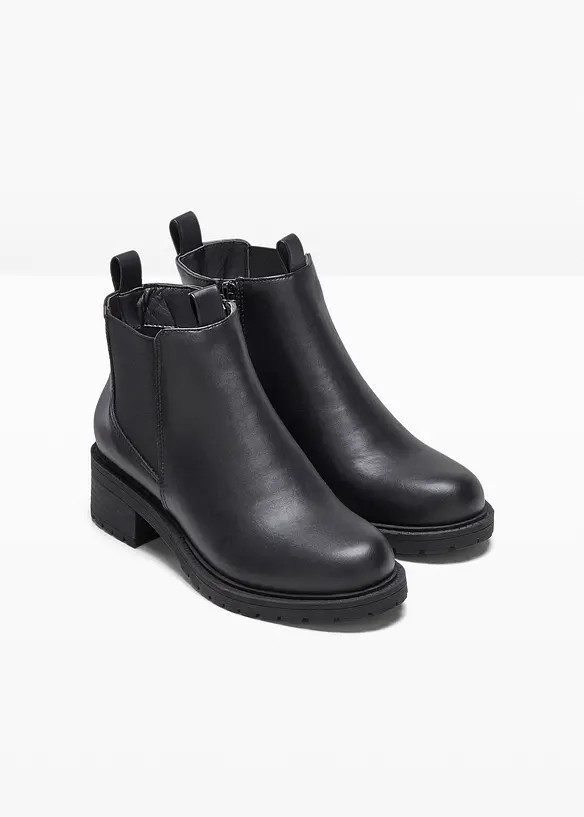 Chelsea-Boots mit Profilsohle in schwarz - bonprix